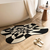 Popxstar Anti-slip Bathroom Carpet Absorbent Diatom Mud Floor Mat Shower Mats Black White Zebra Pattern Home Decoration Rug for Toilet