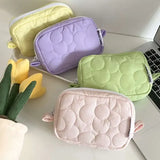 Popxstar Ins Cute Fabric Pouch Bags Candy Color Cosmetic Bag for Women Girls Airpods Stationery Pencil Zipper Jewelry Kawaii Makeup Pouch