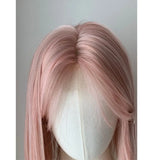 Popxstar Sweet Short Bob Wig for Women Lace Front Wigs Headband Summer Fresh Pink Blonde Short Hair Cosplay Pink Wig Lolita