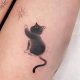 Popxstar Cute Black Cat Tattoo Stickers for Women Man Arm Art Temporary Tattoos Waterproof Fake Tattoo Cartoon Lasting Tattoo Stickers