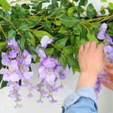 Popxstar 2Pcs Garden Silk Wisteria Vine Artificial Wisteria Flowers Hanging Garland for Outdoor Ceremony Wedding Arch Floral Decoration