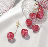 Popxstar Fashion Women's Acrylic Earrings Geometric Cherry Long Drop Earrings