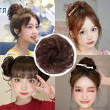 Popxstar Synthetic Hair Bun Curly Straight Hair Messy Bun Scrunchies Updo Hair Bands Elastic Band Hairpieces for Women Volume Fringe Fake