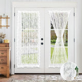 Popxstar Voile Sheer Door Curtains Transparent Floral French Door Curtains Semi-Sheer Window Drapes Tier Short Curtains Panels Rod Pocket