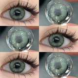 Popxstar 2PCS Colored Contact Lenses Prescription Myopia Degree -0.00 to -8.00 Green Lens Blue Beauty Pupil Makeup