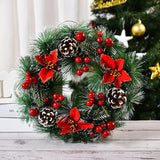 Popxstar Christmas Wreath Door Decoration with Snowflake Merry Christmas Flower Simulation Door Hanging Decoration Home Party Supply