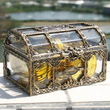 Popxstar Retro Transparent Pirate Treasure Box Crystal Gem Jewelry Box Storage Organizer Trinket Keepsake Treasure Chest For Home Decor