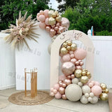 Popxstar Metal Rose Pink Balloon Garland Arch Kit Boho Sand White Wedding Birthday Party Balloons Gender Reveal Baby Shower Decorations