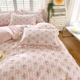 Popxstar New Ruffles 100% Cotton Duvet Cover Set or Single Duvet Covers Floral Princess Style All Cotton Quilt Cover Queen Blanket Cover