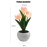 Popxstar cabin weekend inspo Tulip Table Lamp LED Bedside Lamp Simulation Flower Bouquet Bedroom Bedside Romantic Atmosphere Birthday Gift Home Decoration