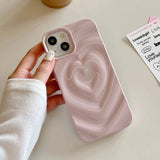 Popxstar INS Glossy Love Heart Phone Case For iPhone 15 14 Pro Max 13 12 11 Pro Max Cute Fashion Soft Silicone Bumper Shockproof Cover