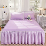 Popxstar 1pcs Princess Bed Skirt Ruffled Lace Bed Skirt Non-slip Mattress Cover Solid Color Bedsheet Protector Bedspread No Pillowcase