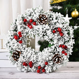 Popxstar Christmas Wreath Door Decoration with Snowflake Merry Christmas Flower Simulation Door Hanging Decoration Home Party Supply