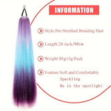 Popxstar Ombre Hair Extensions Hair Tinsel 26" Jumbo Ponytail Extension for Braiding Hair on Hair Tie Loose Tinsel Hair Extensions