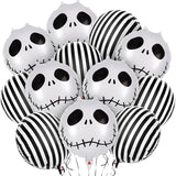 Halloween Foil Balloons Skull Black White Striped Balloons Skeletons Halloween Paty Masquerade Themed Party Decorations