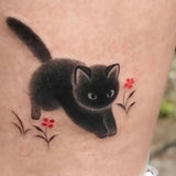 Popxstar Cute Black Cat Tattoo Stickers for Women Man Arm Art Temporary Tattoos Waterproof Fake Tattoo Cartoon Lasting Tattoo Stickers