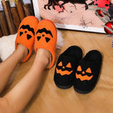 Popxstar Halloween Pumpkin Shoes Four Seasons Women's Cotton Slippers Men's Home Indoor Slippers Holiday Dress-up