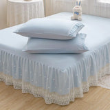 Popxstar shabby chic 1PC Princess Style Lace Bed Skirt Bedspreads Sheet White Lace Bedding Set Solid Color For Girl Bed Cover Pillowcases Need Order