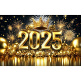 Popxstar 2025 Happy New Year Backdrops for Christmas Photography Decor Background Fireworks Celebrate Party Family Poster Photo Studio