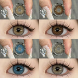 Popxstar 1 Pair New Fashion Blue Color Contact Lenses for Eyes Natural Brown Eyes Contacts Lenses Yearly Gray Colorful Eyes Lens