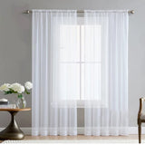 Popxstar shabby chic 2pcs Home Decor Window Screening Solid Sheer Voile Curtains Modern Window Tulle White Finished Drapery Living Room Decoration