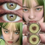 Popxstar 1Pair Blue Green Colour Contacts Lenses  Prescription Myopia Gray Eye Lenses Beauty Pupil Makeup Soft Lenses