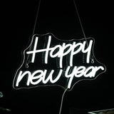 Popxstar Happy New Year Neon Sign New Years Eve Party LED Neon Light for Wall Decor Home, Bedroom Room  Christmas Happy New Year Party