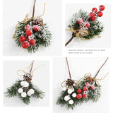 Popxstar 5Pcs Christmas Red Berry Articifial Flower Pine Cone Branch Christmas Tree Decorations Ornament Gift Packaging Home DIY Wreath