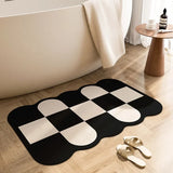 Popxstar Anti-slip Bathroom Carpet Absorbent Diatom Mud Floor Mat Shower Mats Black White Zebra Pattern Home Decoration Rug for Toilet