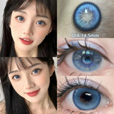 Popxstar 1 Pair/2pcs Prescription Contact Lenses for Eyes Myopia Eye Color Lenses With Diopters Blue Green Natural Lenses Pupils