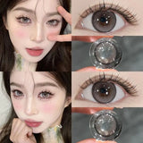 Popxstar 2PCS Color Contact Lenses with Myopia Degree -0.00 to-8.00 Gray Eye  Korea Lens Makeup Beauty Pupils