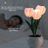 Popxstar cabin weekend inspo Tulip Table Lamp LED Bedside Lamp Simulation Flower Bouquet Bedroom Bedside Romantic Atmosphere Birthday Gift Home Decoration