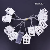 Popxstar 2M Fairy Wood House LED Light String Garland Xmas Party Christmas Decoration Navidad Kerst Noel New Year 2024 Home Lamps