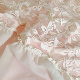 Popxstar Pink Romantic French Princess Bedding Set, Soft Cozy Queen Size, Pleat Lace Ruffles, Duvet Cover Set, Bed Sheet, Pillowcase,