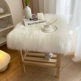 Popxstar White Square Soft Fluffy Faux Wool Chair Cushion Desk Cushion Shaggy Plush Coffee Table Decorative Display Vanity Cushion