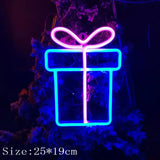 Popxstar Christmas Gift Box Led Neon Sign Wall Light Santa Claus Coming Bedroom Kids Living Room Bar Party Wedding Decoration Night Lamp