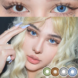 Popxstar 1 Pair Colored Contact Lenses for Eyes Blue Lenses Green Eye Lenses Natural Lenses Gray Eye Contact Fashion Lenses