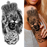 Popxstar 1pc Animal Lion Women Waterproof Temporary Tattoos Fake Stickers Arm Sun Art Black Cross Jesus 3D Praying Fashion Decoration