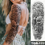 Popxstar Large Arm Sleeve Tattoo Lion Crown King Rose Waterproof Temporary Tatoo Sticker Wild Wolf Tiger Men Full Skull Totem Tatto