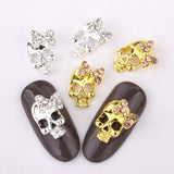 Popxstar 10 Pcs Gold silver Skull 3D Nail Art Decorations,Alloy Halloween Nail Charms Jewelry for Nail Polish Tools QB082-083