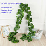 Popxstar 205cm Green Silk Artificial Hanging Leaf Garland 12pcs of Plants Vine Leaves For Home Wedding Party Bathroom Garden Decoration