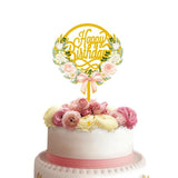 Popxstar Cake Card Insertion Spanish Flower Color Printing Golden Acrylic Birthday Party Cake Decoration