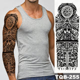 Popxstar Large Arm Sleeve Tattoo Lion Crown King Rose Waterproof Temporary Tatoo Sticker Wild Wolf Tiger Men Full Skull Totem Tatto