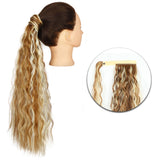 Popxstar Synthetic Corn Wavy Long Ponytail  Hairpiece Wrap on Clip Hair Extensions Ombre Brown Pony Tail Blonde Fack Hair