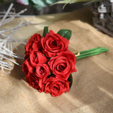 Popxstar 9 head / Bundle Simulated Rose Bouquet Wholesale Fake Flowers Wedding Handhold Flowers Home Decoration Simulated Plant Supplies