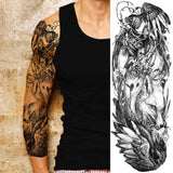 Popxstar Full Arm Lion King Temporary Tattoos For Men Women Adult Fake Clock Skull Flower Tattoo Sticker Black Arm Sleeve Tatoos Kits Set