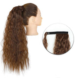 Popxstar Synthetic Corn Wavy Long Ponytail  Hairpiece Wrap on Clip Hair Extensions Ombre Brown Pony Tail Blonde Fack Hair