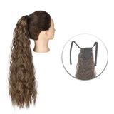 Popxstar Synthetic Corn Wavy Long Ponytail  Hairpiece Wrap on Clip Hair Extensions Ombre Brown Pony Tail Blonde Fack Hair