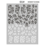 Popxstar Geometric Lines Flowers Leaves 3D Nail Sticker Figure Woman Face Pattern Special Self Adhesive Nail Art Decals Manicures Sliders