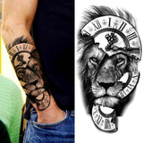 Popxstar Teenagers over Knee Tattoo Men Small Men's TattoosGod Cross Lion Temporary Tattoos For Men Women Realistic Compass Lion Fake Tatoos Forearm Jesus Christ Thigh Tattoo Sticker